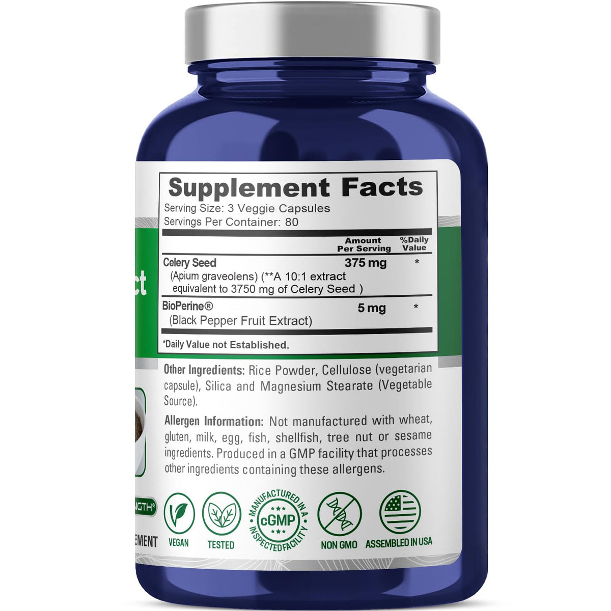 NusaPure Celery Seed Capsules 10:1 Extract, 375 mg Equivalent to 3750mg, 240 Veggie Caps, Non-GMO, Vegan NusaPureBuy Supplements Australia