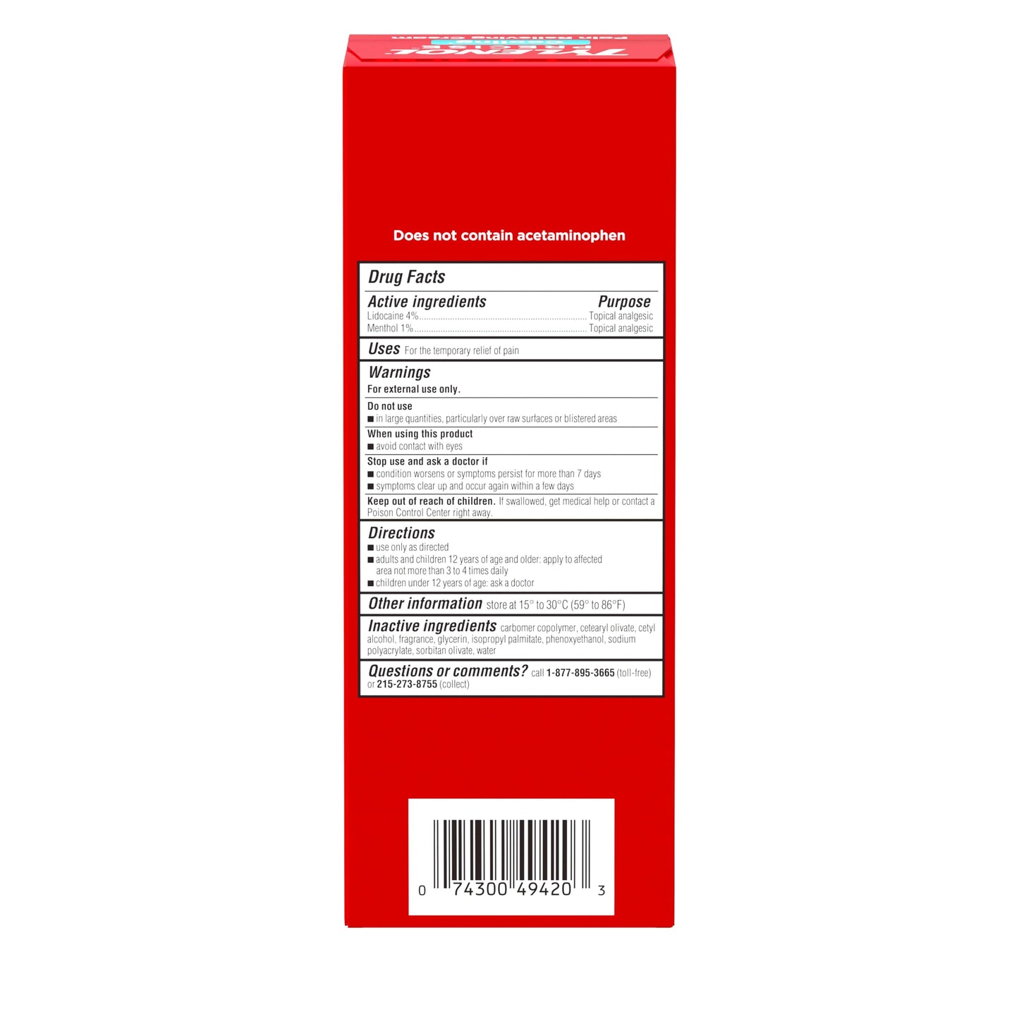 Tylenol Precise Cream, Cooling Sensation Pain Relief, Roll‑On, Lidocaine 4%, Menthol 1%, Targeted Maximum OTC Strength Combination for Back, Muscle and Joint, Numbing Cream Rollerball Applicator, 4 oz Tylenol buy supplements Au