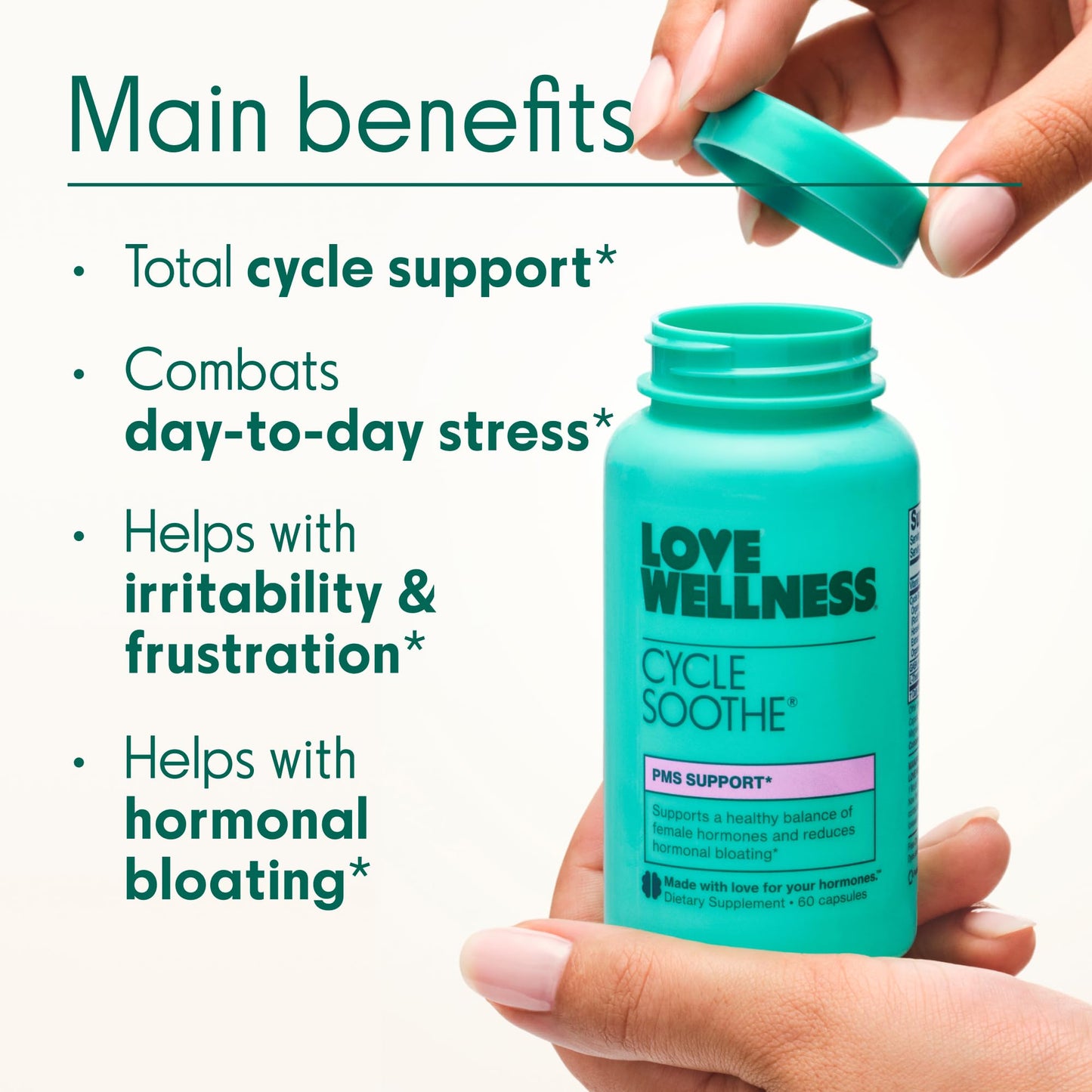 Love Wellness Cycle Soothe Supplement | Promotes a Happy Mood | Helps with PMS Hormones, Stress Relief, & Improves Mood | 60 Capsules Love WellnessBuy Supplements Australia