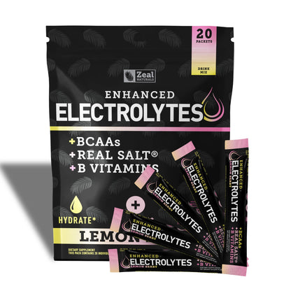 Enhanced Powder Stick Packs (Lemon Berry - 20 Packets) Sugar Free + BCAA B-Vitamins 