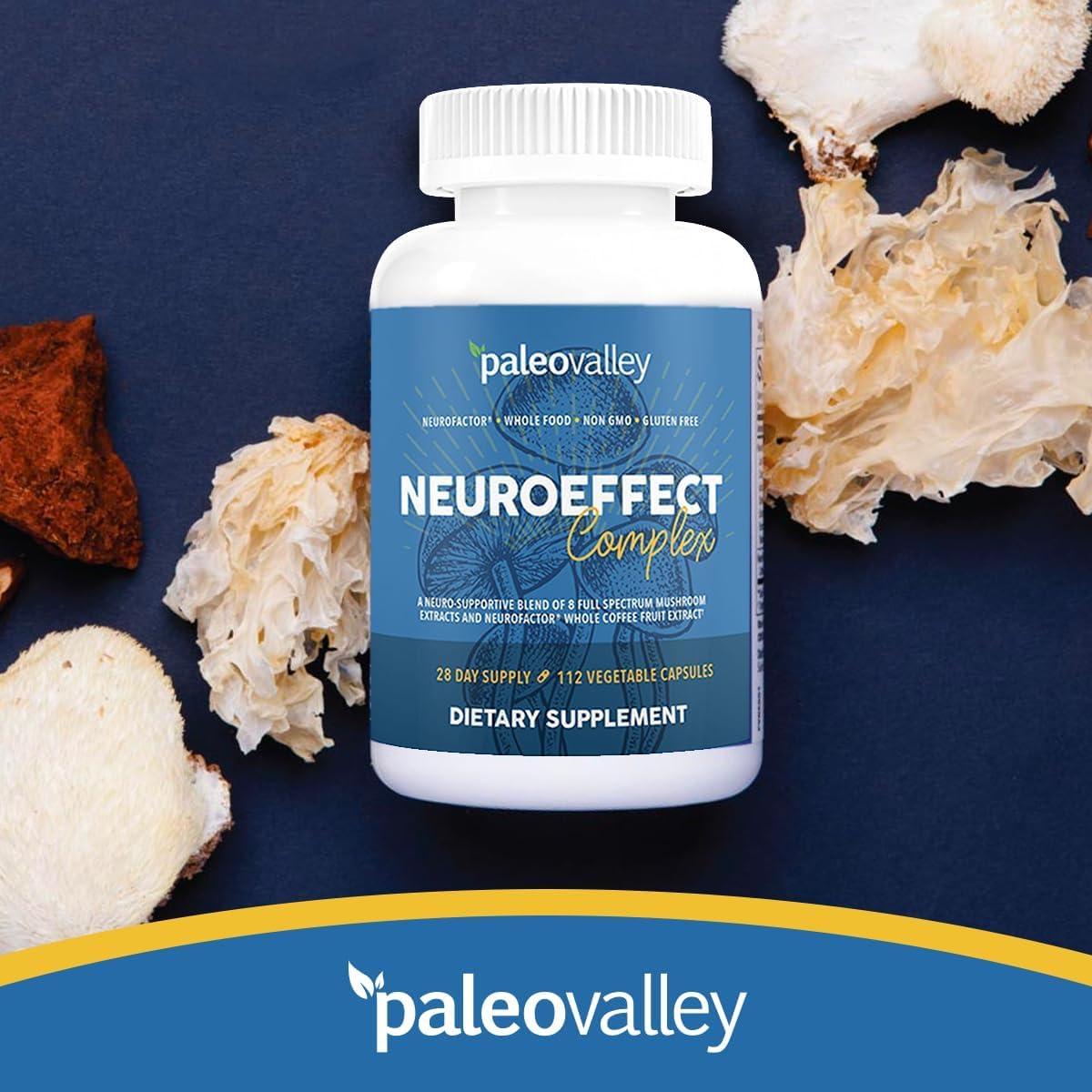 Paleovalley NeuroEffect - Neuro Mushroom Coffee Nutritional Supplement for Focus, Memory, and Energy Support - 28-Day Supply - 8 Full Spectrum Mushroom and Whole Coffee Fruit Extracts PaleovalleyBuy Supplements Australia
