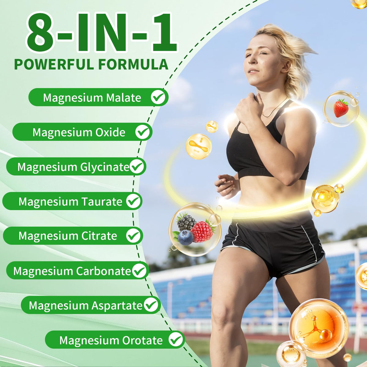 Magnesium Complex Gummies 8 Elemental 1000mg - Magnesium Glycinate, Citrate, Malate, Taurate, Supports Bones, Muscle, Nerve Health, for Women & Men, Vegan Non-GMO, Mixed Flavors, 60 Count YXSW buy supplements Au