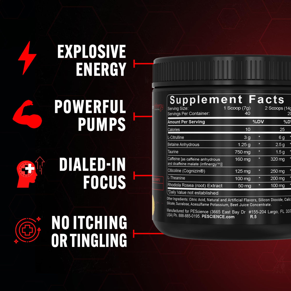 PEScience Prolific Pre Workout Powder for Men & Women with L-Citrulline Nitric Oxide Booster, Energy Powder & Nootropic for Focus – Preworkout Without Beta Alanine – 40 Scoops, Mango Splash PEScienceBuy Supplements Australia