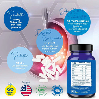 4-in-1 Pre Post Probiotics & Digestive Enzymes - Complete Gut Health & Digestive Support for Women & Men - Prebiotic Probiotic & Postbiotic Gas & Bloating Relief – 60 Non GMO Capsules PLANTFUL RESEARCHBuy Supplements Australia