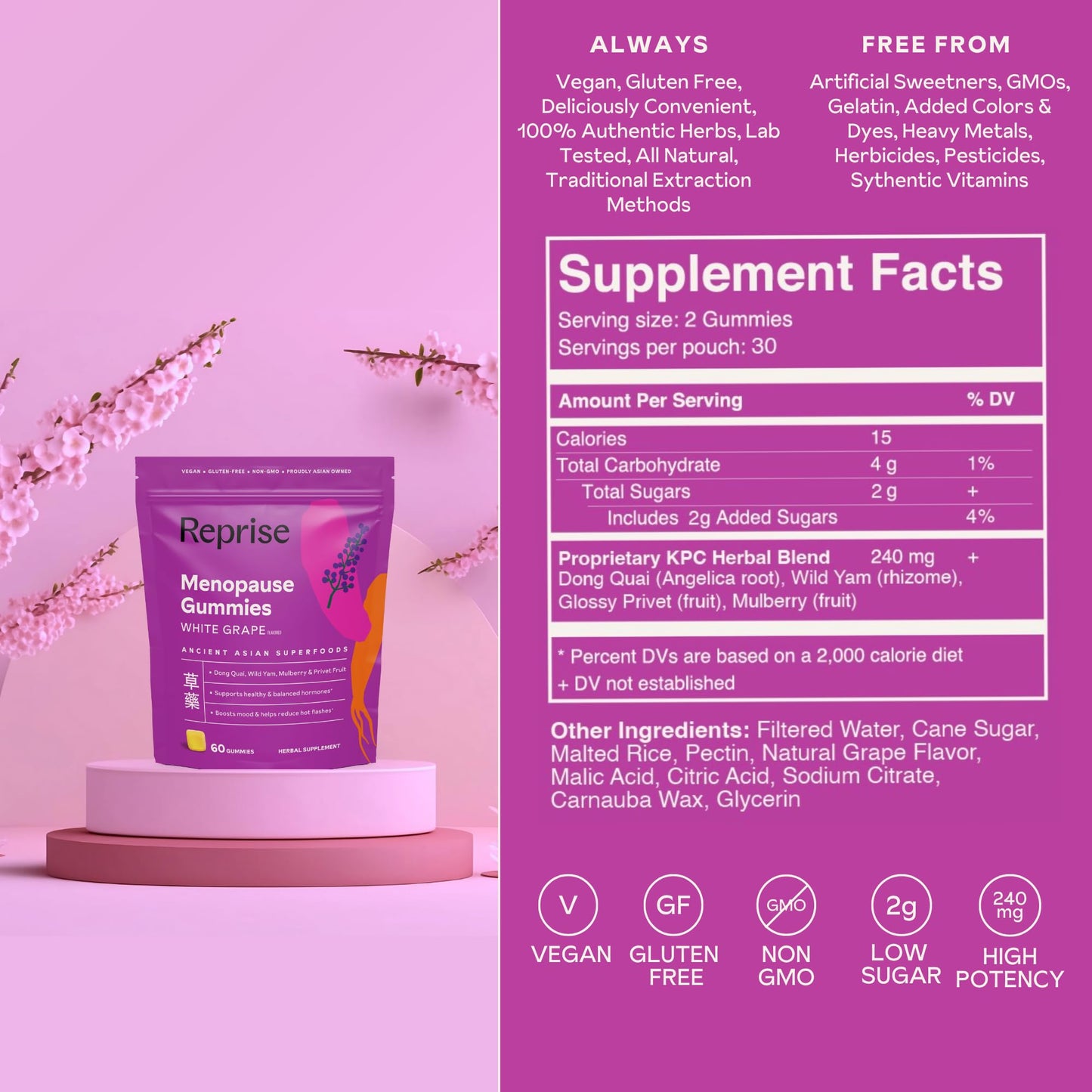 Menopause Gummies for Women | Healthy, Balanced Hormones | Reduce Hot Flashes, Night Sweats | Boosts Mood, Vitality, Energy| Dong Quai, Wild Yam, Mulberry, Privet Fruit | Low Sugar Chews, 60 Gummies RepriseBuy Supplements Australia