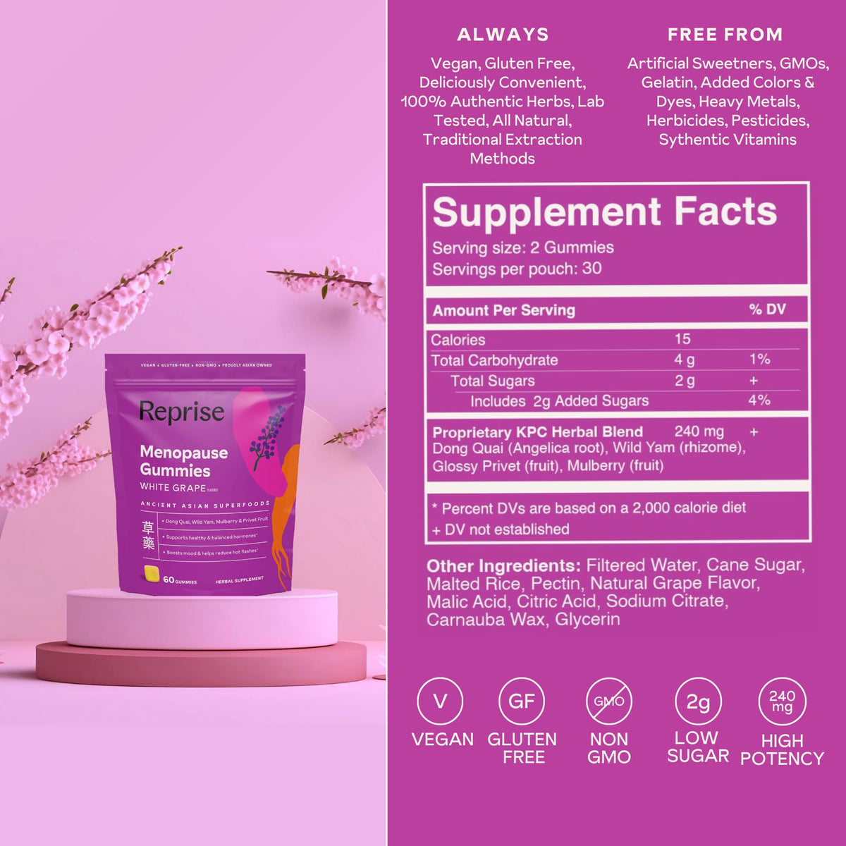 Menopause Gummies for Women | Healthy, Balanced Hormones | Reduce Hot Flashes, Night Sweats | Boosts Mood, Vitality, Energy| Dong Quai, Wild Yam, Mulberry, Privet Fruit | Low Sugar Chews, 60 Gummies RepriseBuy Supplements Australia