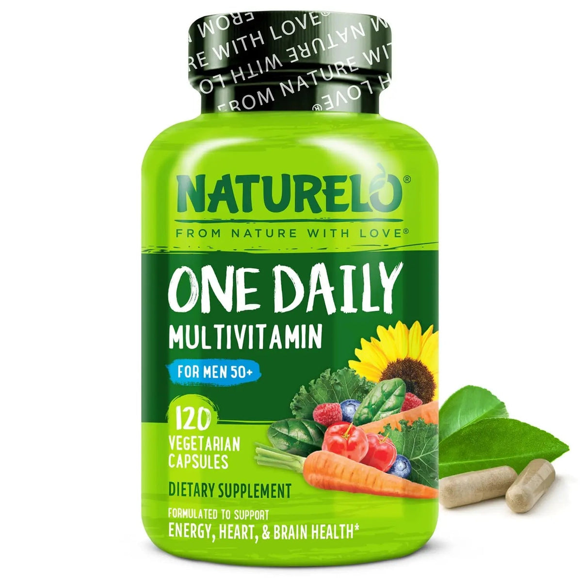 NATURELO Mens Multivitamins for Men 50+ - One Daily Multivitamin for Men with Vitamins, Minerals & Organic Whole Foods, Boost Energy & Health, NATURELOBuy Supplements Australia