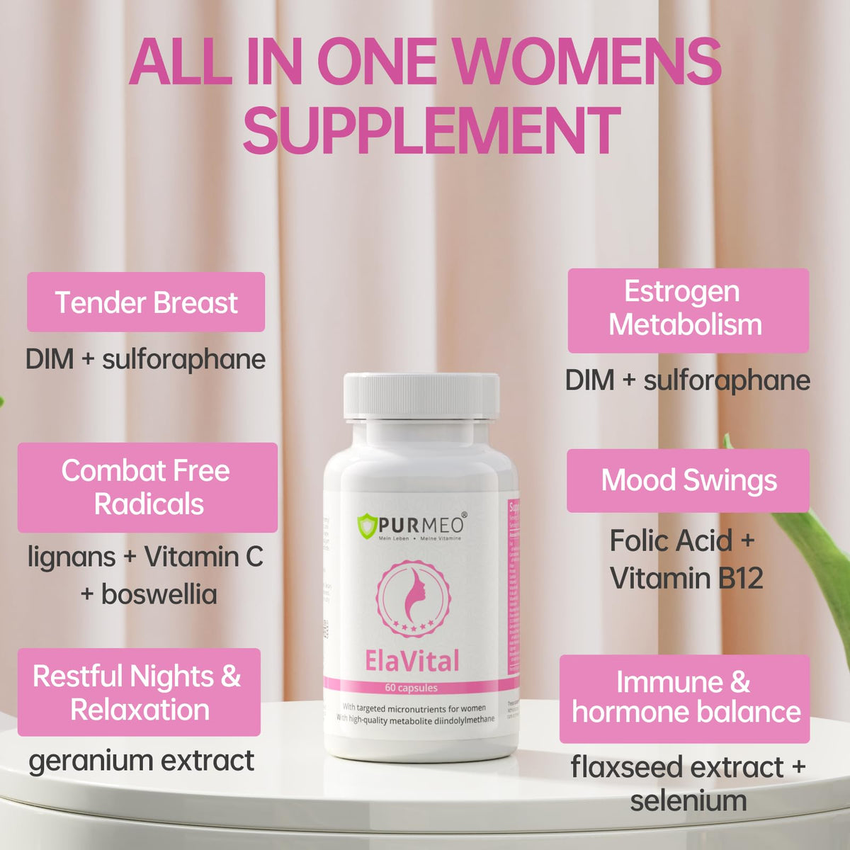 purmeo DIM Supplement for Women, Patented Formula Diindolylmethane Support Estrogen Hormone Balance & Breast Health, Non-GMO, 60ct Vegan Capsules purmeoBuy Supplements Australia