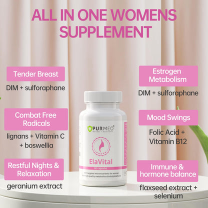 purmeo DIM Supplement for Women, Patented Formula Diindolylmethane Support Estrogen Hormone Balance & Breast Health, Non-GMO, 60ct Vegan Capsules purmeoBuy Supplements Australia