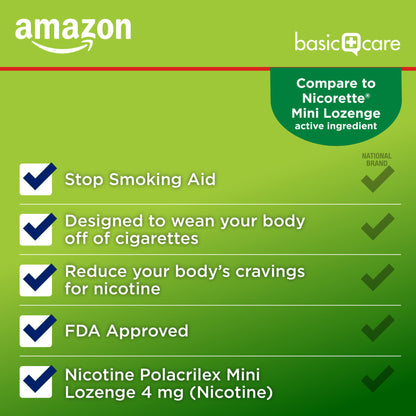 Amazon Basic Care Mini Nicotine Polacrilex Lozenge, 4 mg, Mint Flavor, Stop Smoking Aid, Smoking Cessation, Reduces Nicotine Cravings, 27 Count Amazon Basic Care buy supplements Au