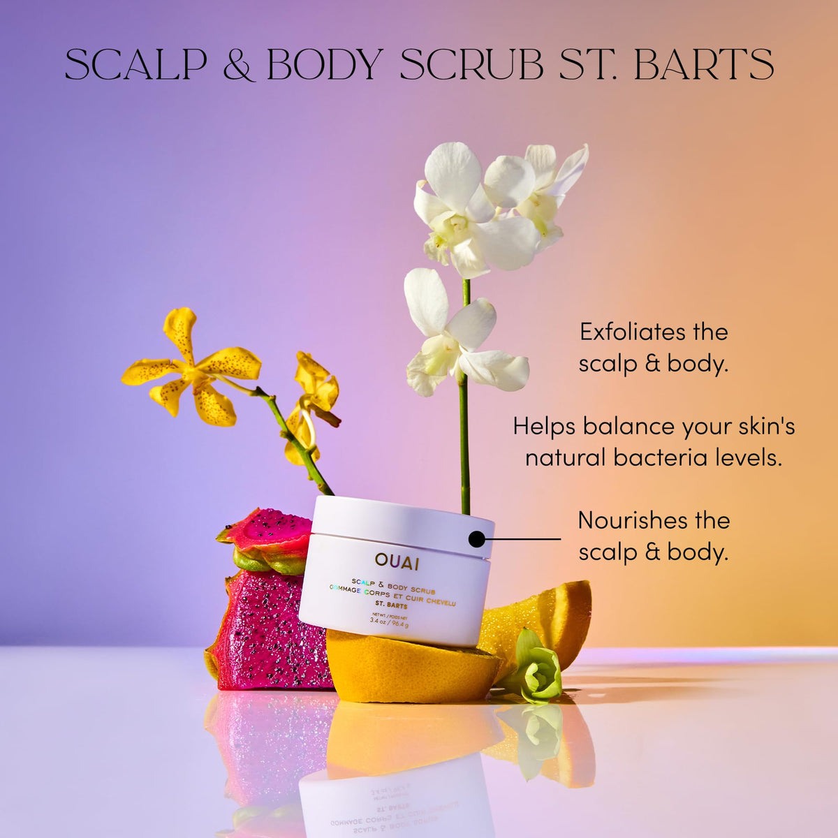 OUAI Scalp & Body Scrub, St. Barts Travel Size - Exfoliating Body Scrub with Sugar & Coconut Oil Blend for Smooth, Moisturized Skin - Gentle Scalp Exfoliator for Removing Product Build Up (3.4 oz) OUAIBuy Supplements Australia