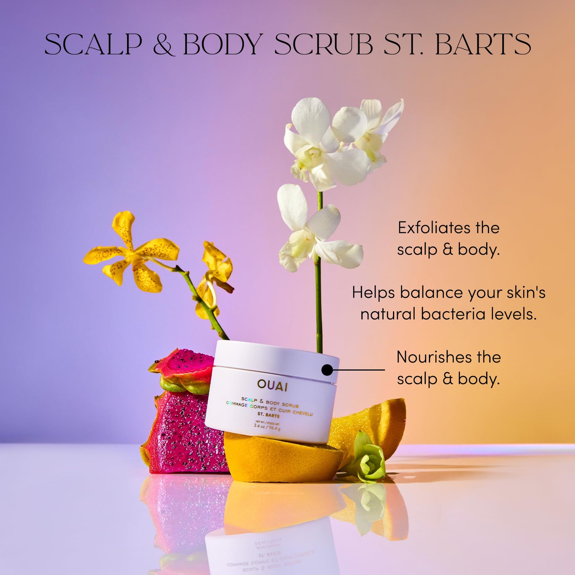 OUAI Scalp & Body Scrub, St. Barts Travel Size - Exfoliating Body Scrub with Sugar & Coconut Oil Blend for Smooth, Moisturized Skin - Gentle Scalp Exfoliator for Removing Product Build Up (3.4 oz) OUAIBuy Supplements Australia
