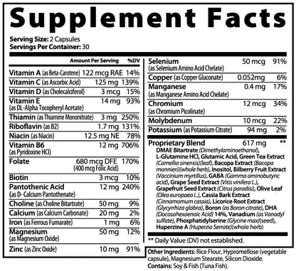 EXUVITAL Brain & Focus Formula, Veggie Capsules, 60 Count, Nootropic Supplement with Vitamins, Minerals and Proprietary Blend for Clarity, Memory, Cognition and Mental Focus EXUVITALBuy Supplements Australia