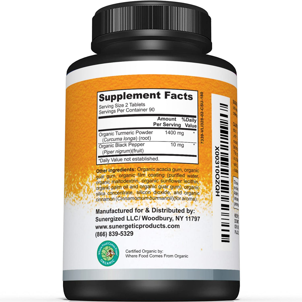 Sunergetic USDA Certified Organic Turmeric Supplement – Includes Organic Turmeric SunergeticBuy Supplements Australia