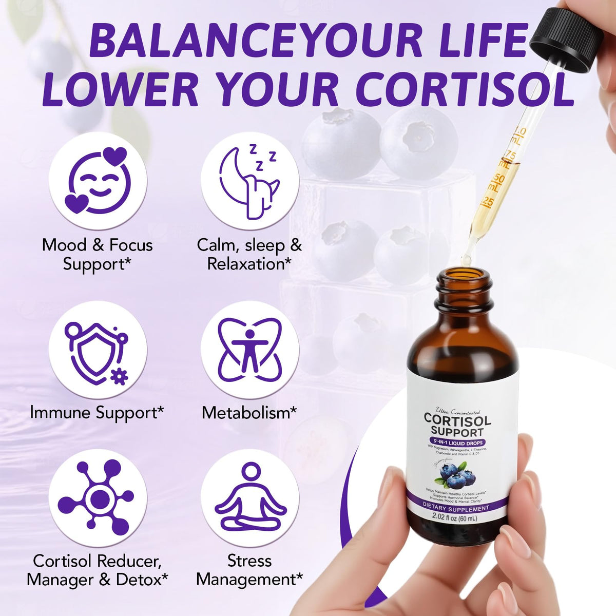 ZIXBMHYJ Cortisol Supplement for Women, Cortisol Support Liquid Drops with Ashwagandha, Magnesium & L-Theanine - Supports Stress Relief, Mood & Relaxation - 2.02 fl oz ZIXBMHYJBuy Supplements Australia