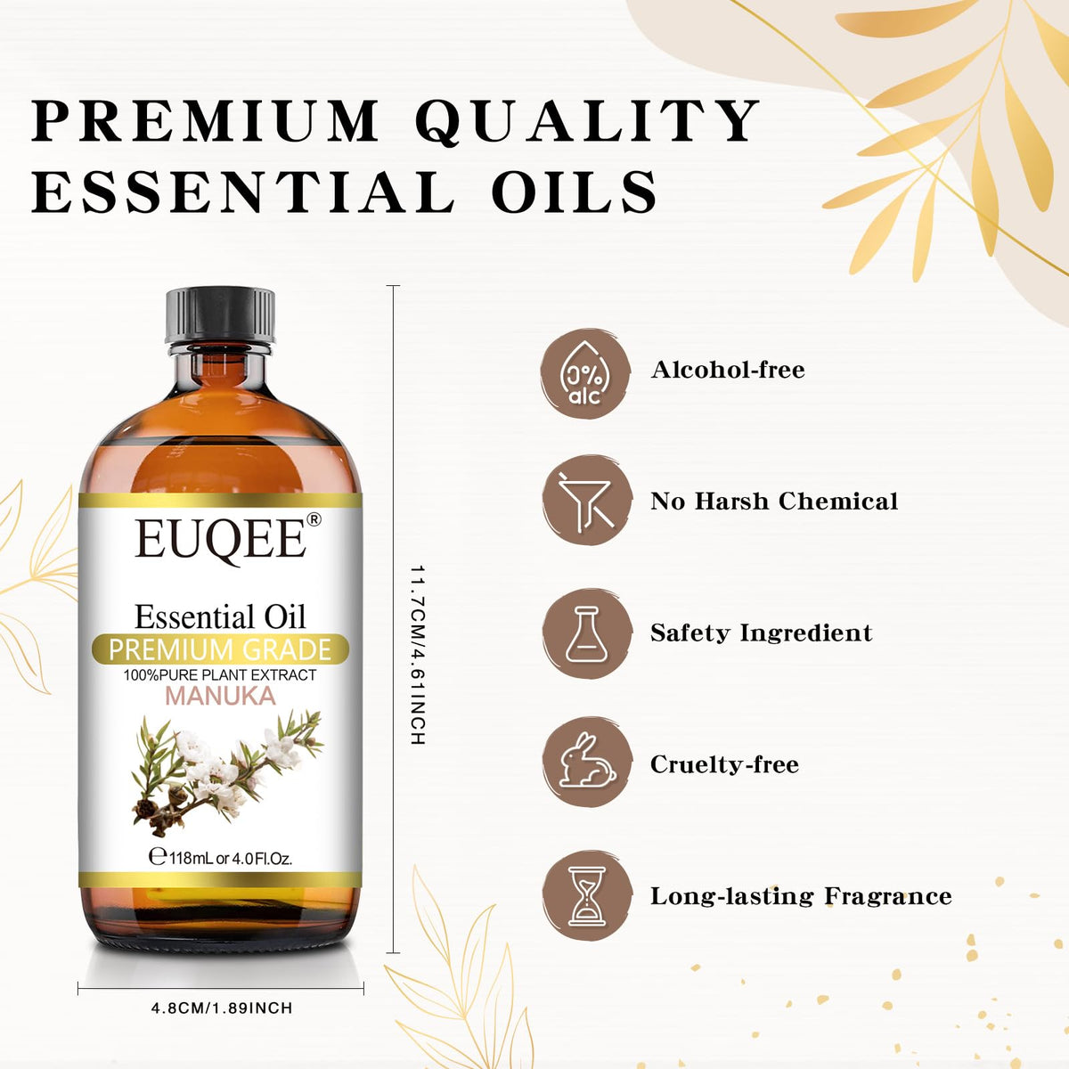 EUQEE Manuka Essential Oil 118ml Large Capacity Pure Manuka Oil with Glass Dropper for Skin EUQEEBuy Supplements Australia