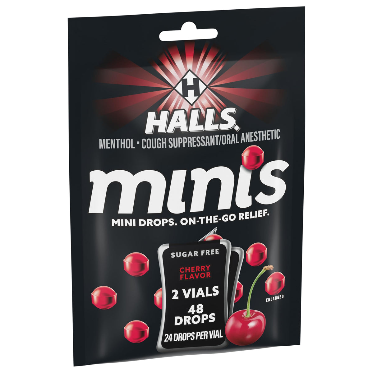 HALLS Minis Cherry Flavor Sugar Free Cough Drops, 48 Drops HALLS buy supplements Au