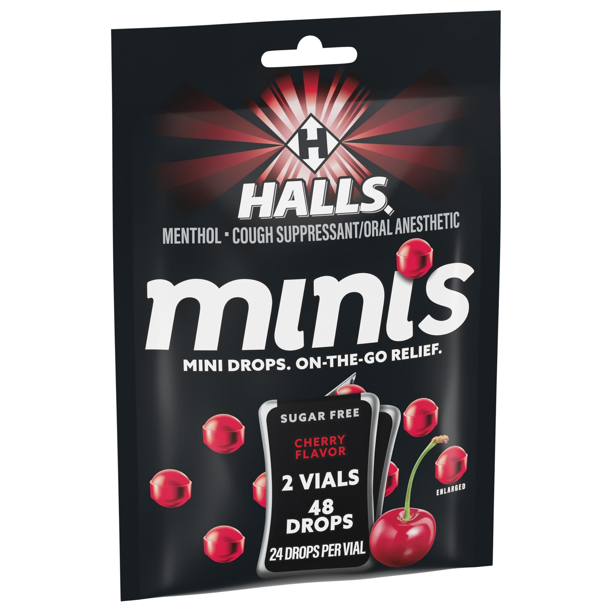 HALLS Minis Cherry Flavor Sugar Free Cough Drops, 48 Drops HALLS buy supplements Au