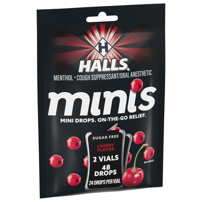 HALLS Minis Cherry Flavor Sugar Free Cough Drops, 48 Drops HALLS buy supplements Au