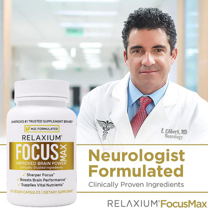 Relaxium FocusMax, Brain & Focus Health Supplement, Mental Clarity Support, Proven Concentration, Focus, Memory,