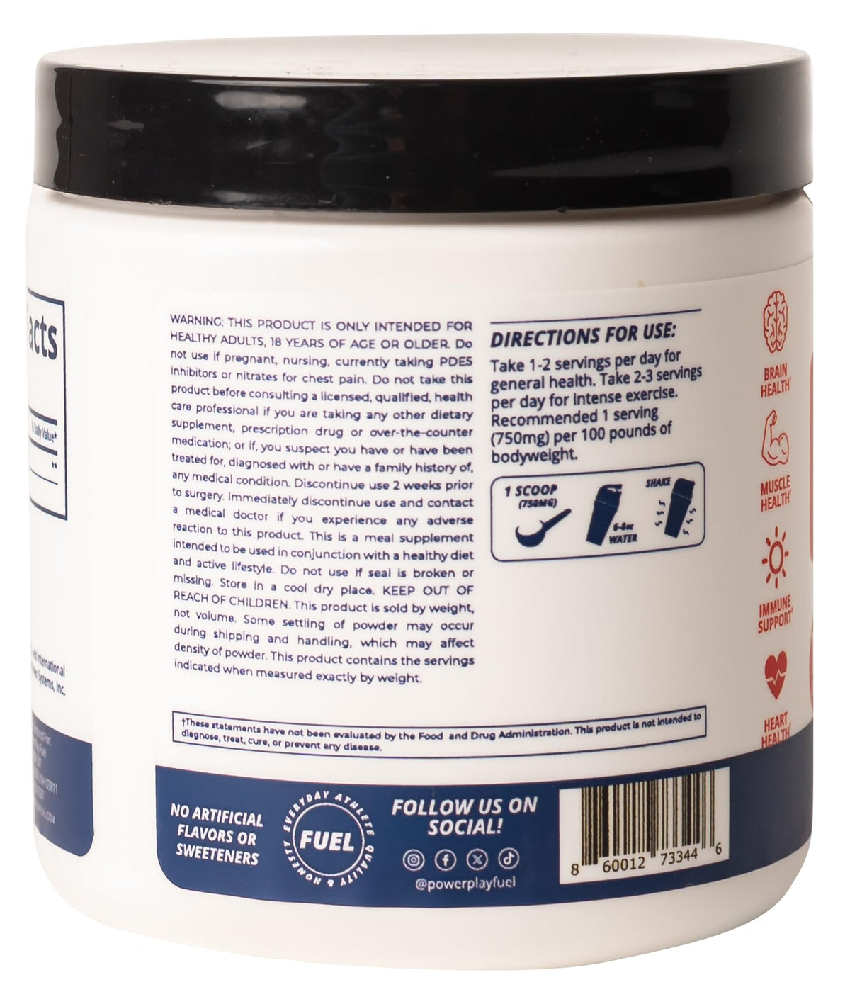 CREATINE HCl Powder for Men and Women, Muscle Strength, Brain Performance, Heart Health & Immune Support - Raw Tart Taste, 90 Servings POWER PLAY FUELBuy Supplements Australia
