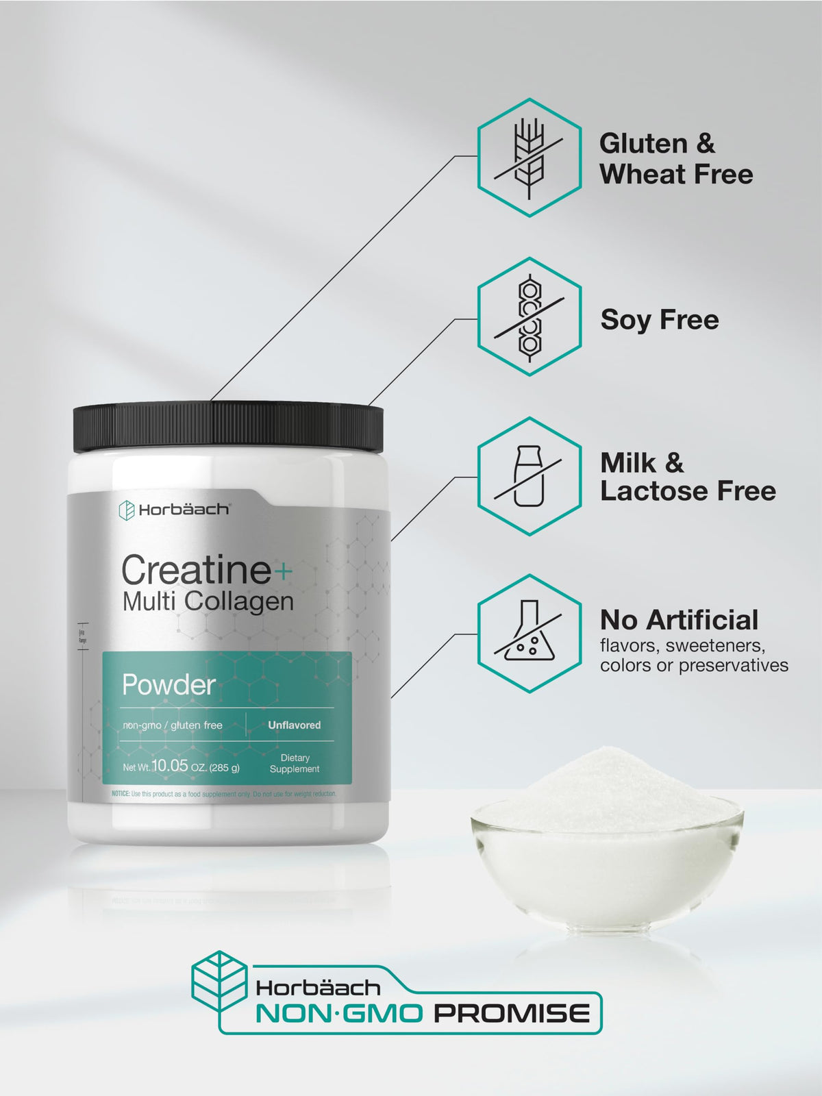 Horbäach Creatine Monohydrate Powder | with Collagen and L-Taurine | 10.05 oz | Unflavored | for Women and Men | Non-GMO, Gluten Free HorbäachBuy Supplements Australia