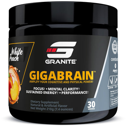 Granite Nutrition GigaBrain Nootropic Energy Powder – Cereboost, Alpha-GPC & ElevATP – Cognitive Focus Supplement for Sustained Energy & Performance – White Peach, 30 Servings Granite SupplementsBuy Supplements Australia
