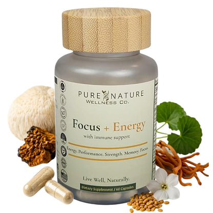 Focus + Energy + Performance Support-6-in-1 Mushroom Nootropic & Mitochondrial Complex-Advanced Brain Supplement-Natural Energy-Caffeine Free Biohack with Lion’s Mane,Cordyceps,Mumijo,Fenugreek Pure Nature Wellness Co.Buy Supplements Australia