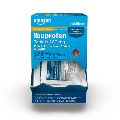 Amazon Basic Care Ibuprofen Tablets, 200 mg, Pain Reliever and Fever Reducer, For Headache, Muscular Aches, Arthritis, Backache, Menstrual Pain, 100 Count (Pack of 1) Amazon Basic CareBuy Supplements Australia