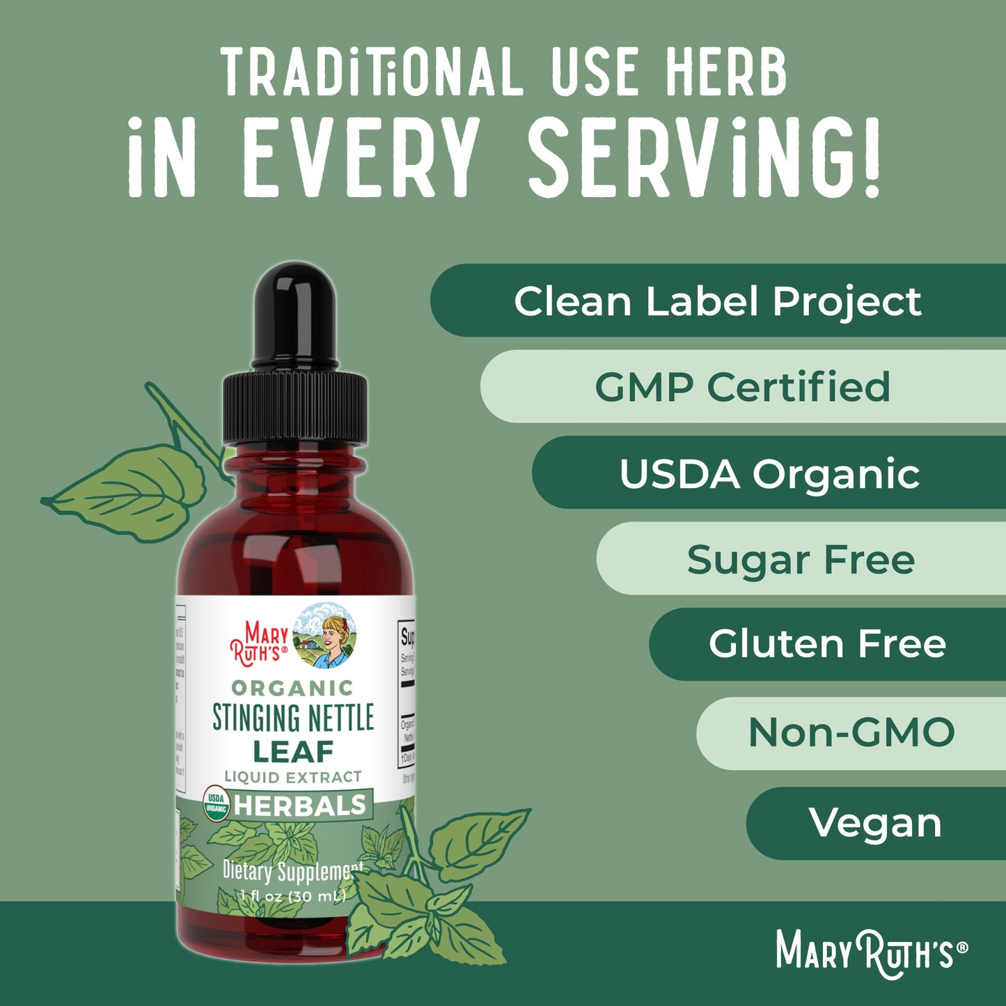 MaryRuth Organics Stinging Nettle Leaf Extract | Detox Supplement Herbal Drops | USDA Organic | Vegan | Non-GMO | Gluten Free | 1 Fluid Oz MARYRUTH'SBuy Supplements Australia