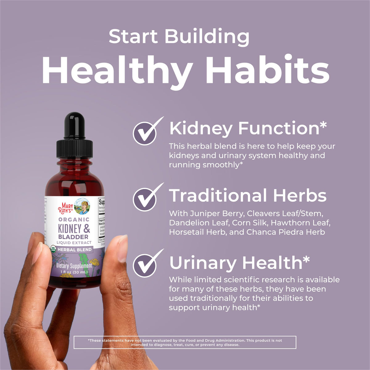 MaryRuth Organics Herbal Supplement Drops | Support Renal & Urinary Systems | Juniper Berry | Cleavers | Dandelion | Hawthorn | Horsetail & Chanca Piedra | Vegan | Non-GMO | 1 Fl Oz MARYRUTH'SBuy Supplements Australia
