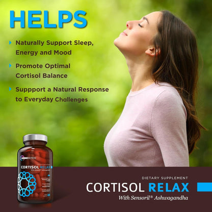 OmniBiotics Cortisol Supplement for Women and Men - High Cortisol Manager with Ashwagandha, L-Theanine, Magnolia Extract, Phosphatidylserine to Support Relaxation, Calm, Detox - 60 Vegan Capsules OmniBioticsBuy Supplements Australia