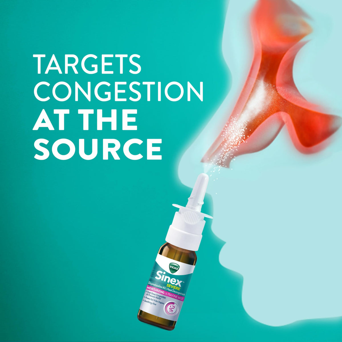 Vicks Sinex Severe Nasal Spray, Moisturizing Ultra Fine Mist with Aloe, Decongestant Medicine, Relief from Stuffy Nose Due to Cold or Allergy, Nasal Congestion & Sinus Pressure Relief, 265 Sprays x 2 Vicks buy supplements Au