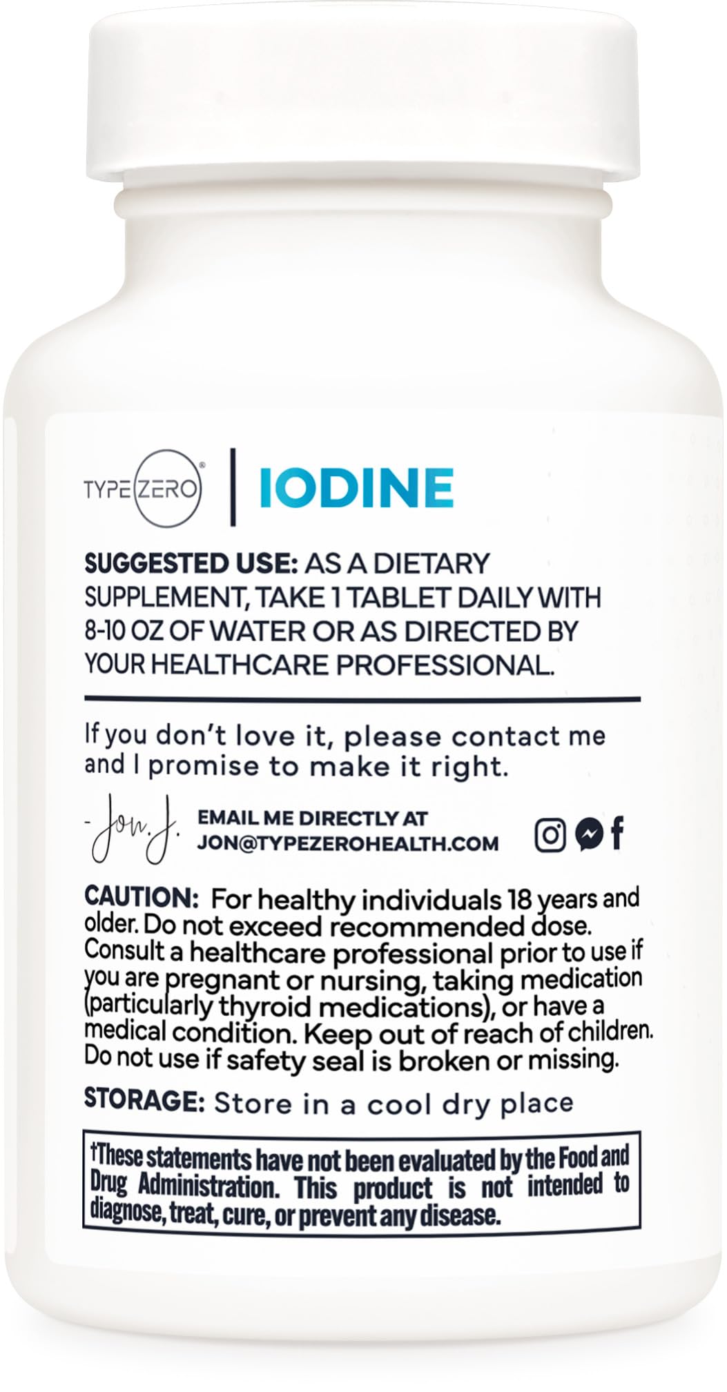 Type Zero Clean Iodine Tablets (60 Servings, 325 MCG Per Serving) - from Sea Kelp, Non-GMO, Gluten Free Type ZeroBuy Supplements Australia