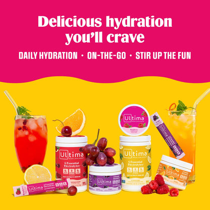 Ultima Replenisher Daily Electrolyte Powder Drink Mix – Lemonade, 30 Servings Canister – Zero Sugar Hydration Powder with 6 Electrolytes & Minerals