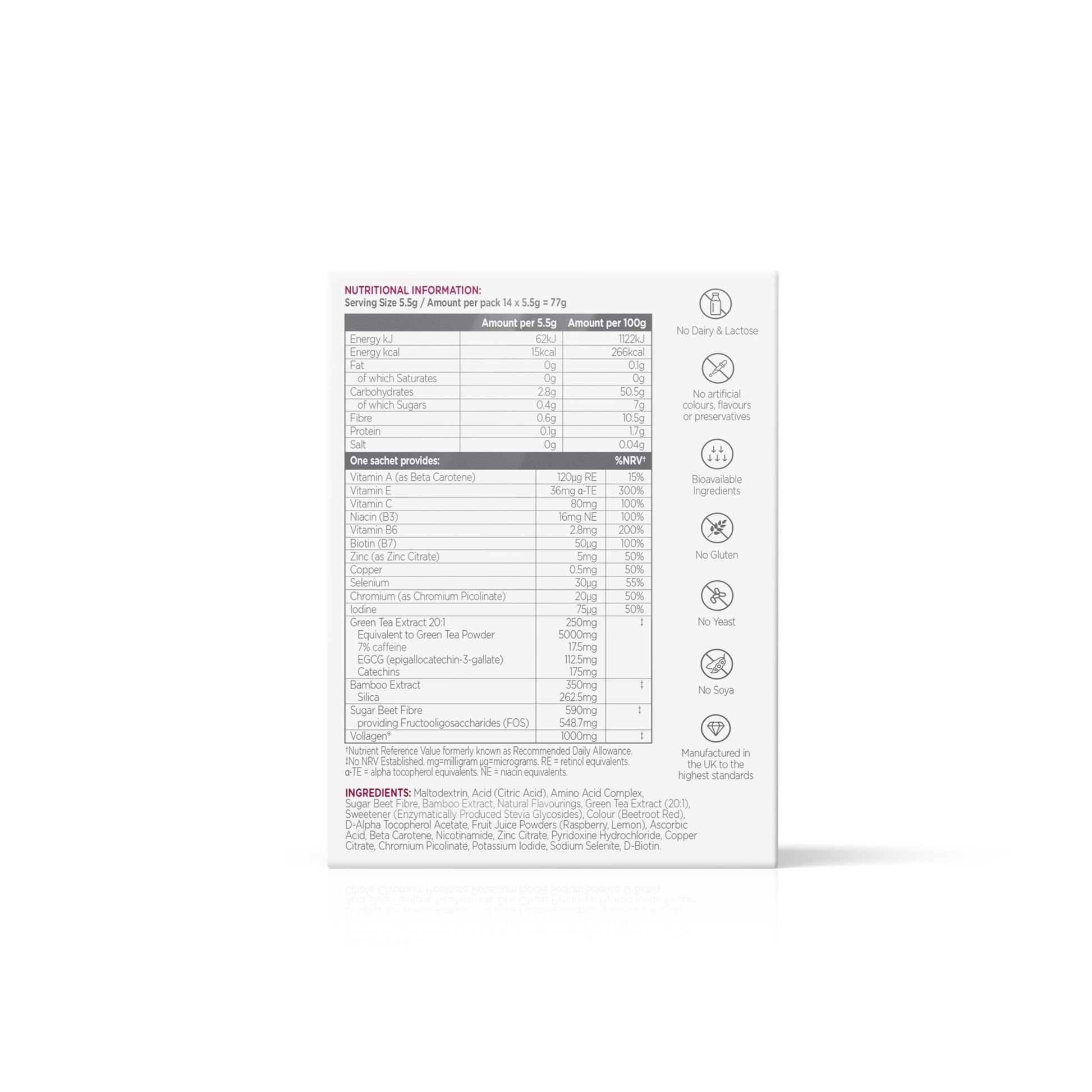 Wassen Beauty and Collagen - Plant-Based Vegan Collagen - 14 Raspberry & Lemon Flavoured Sachets WassenBuy Supplements Australia