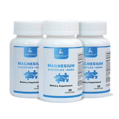 3 Bottles Sixfold Magnesium Complex | 350mg of Magnesium Glycinate, Malate, Citrate, Taurine, Oxide, Mg+ for Muscles,Nerves,& Energy, GABA Sleep Support | High Absorption | Vegan | 90 Capsules RisabouBuy Supplements Australia