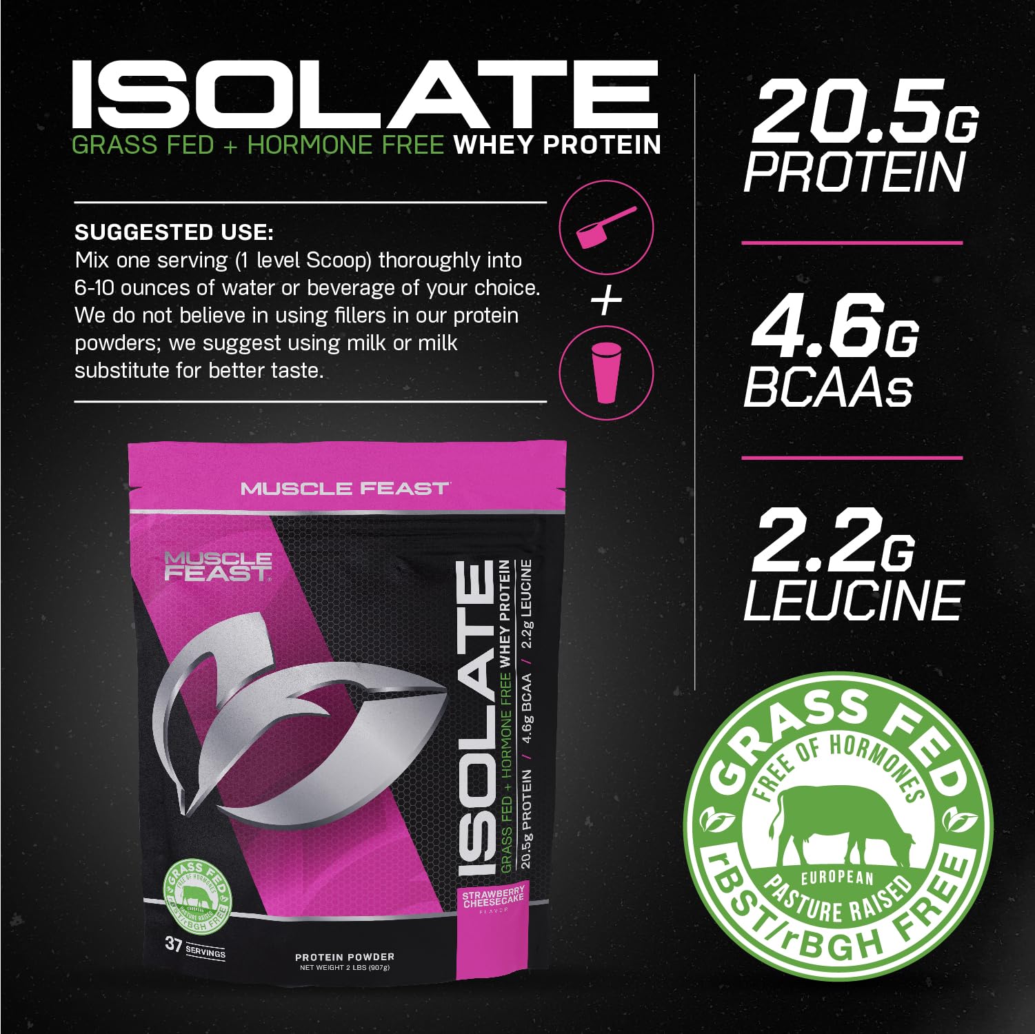 Muscle Feast Grass-Fed Whey Protein Isolate, All Natural Hormone Free Pasture Raised Muscle FeastBuy Supplements Australia