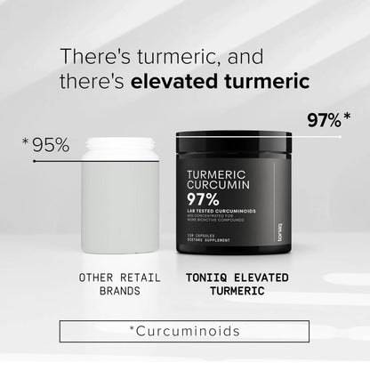 Turmeric Curcumin - Ultra High Potency 60:1 Extract with 97% Curcuminoids - 1200mg Per Serving - Black Pepper & MCT Oil for Enhanced Absorption - Third-Party Lab Tested - 120 Capsules Toniiq buy supplements Au