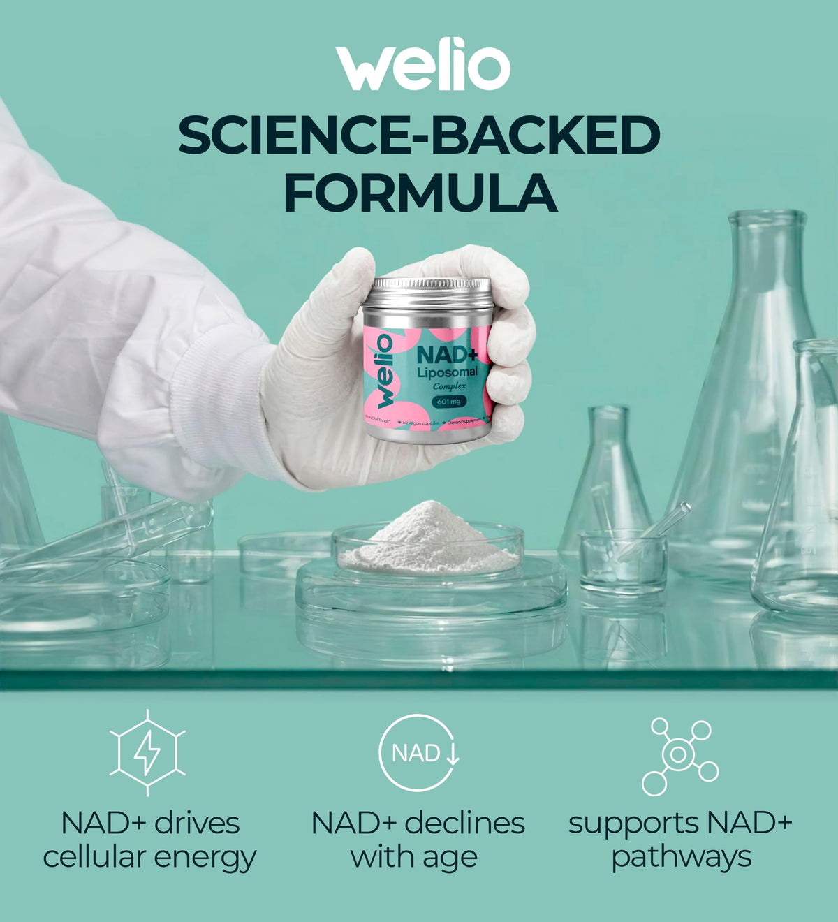 Liposomal NAD Supplement 601mg | Third-Party Tested, High Purity NAD+ | Anti-Aging & Cellular Health | NMN Supplement Alternative | Advanced NAD+ Supplement for Women & Men – 60 Capsules WelioBuy Supplements Australia
