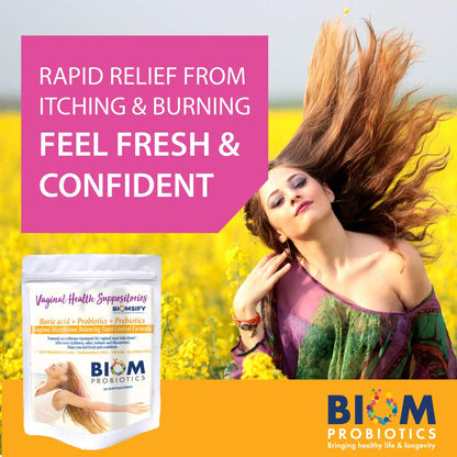 Biom Probiotics Prebiotics Boric acid Suppositories . Feminine Health Probiotic for Infections & pH Essentials VEGAN,PARABEN-FREE (10) Biom ProbioticsBuy Supplements Australia