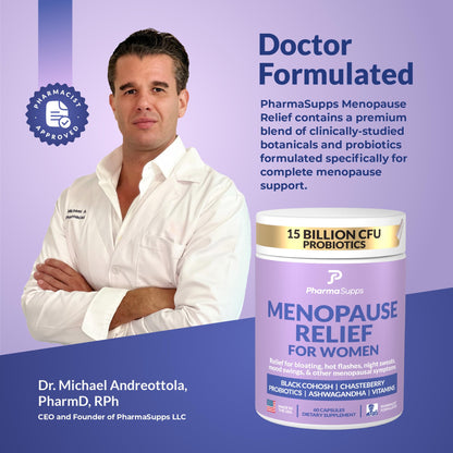 Natural Menopause Supplements for Women - Perimenopause Supplements for Hormonal Balance, Bloating & Mood Swings | Hot Flashes Menopause Relief w/Probiotics & Prebiotics, Black Cohosh & Chasteberry PharmaSuppsBuy Supplements Australia