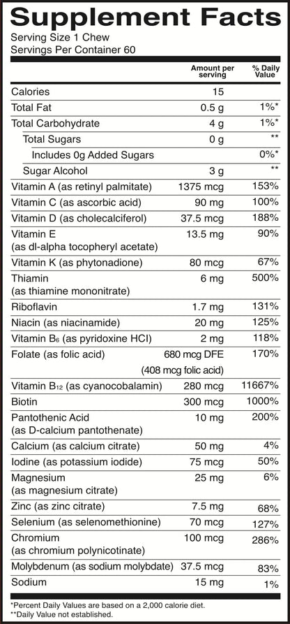 BariatricPal Iron-Free Multivitamin Soft Chew - Fruit Punch (60 Count) BariatricPal