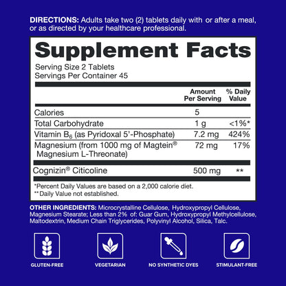 Qunol Brain Health Memory Plus with B6, Magnesium L-Threonate & Citicoline, Clinically Tested Ingredients to Improve Memory, Focus, Attention and Productivity, 90 Count QunolBuy Supplements Australia