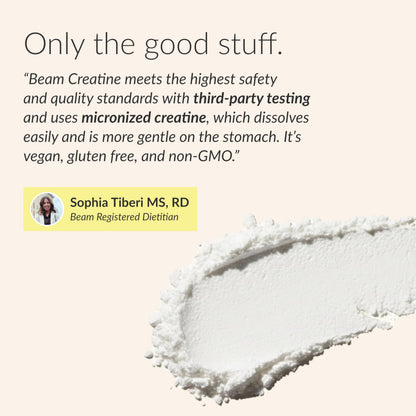 Beam Creatine Monohydrate Powder – 5g Micronized Creatine Monohydrate, Third Party Tested Creatine for Women & Men, Muscle Strength, Growth, Recovery & Cognitive Support, Unflavored, 60 Servings BeamBuy Supplements Australia