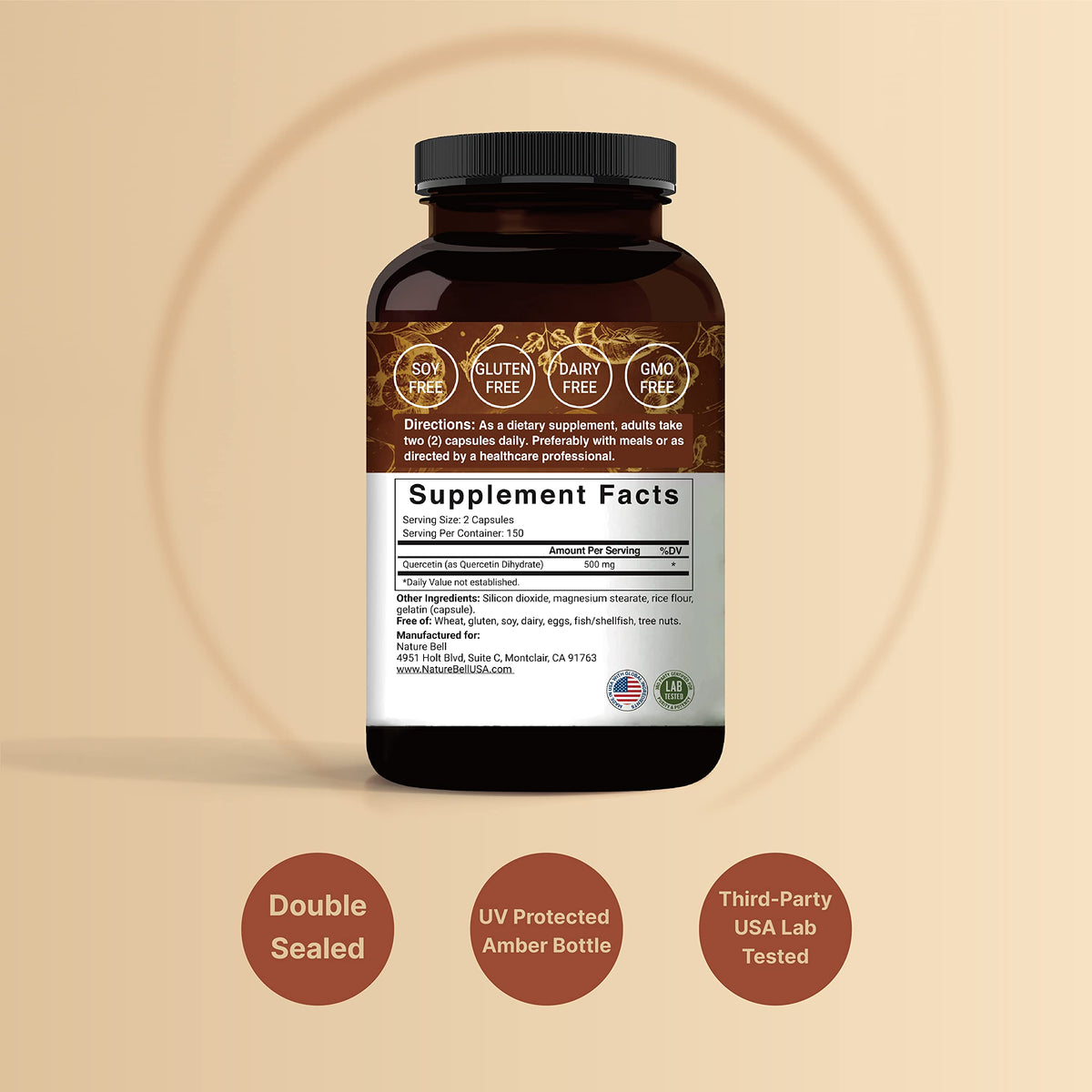 NatureBell Quercetin 500mg Per Serving | 300 Capsules, Ultra Strength Quercetin NatureBellBuy Supplements Australia