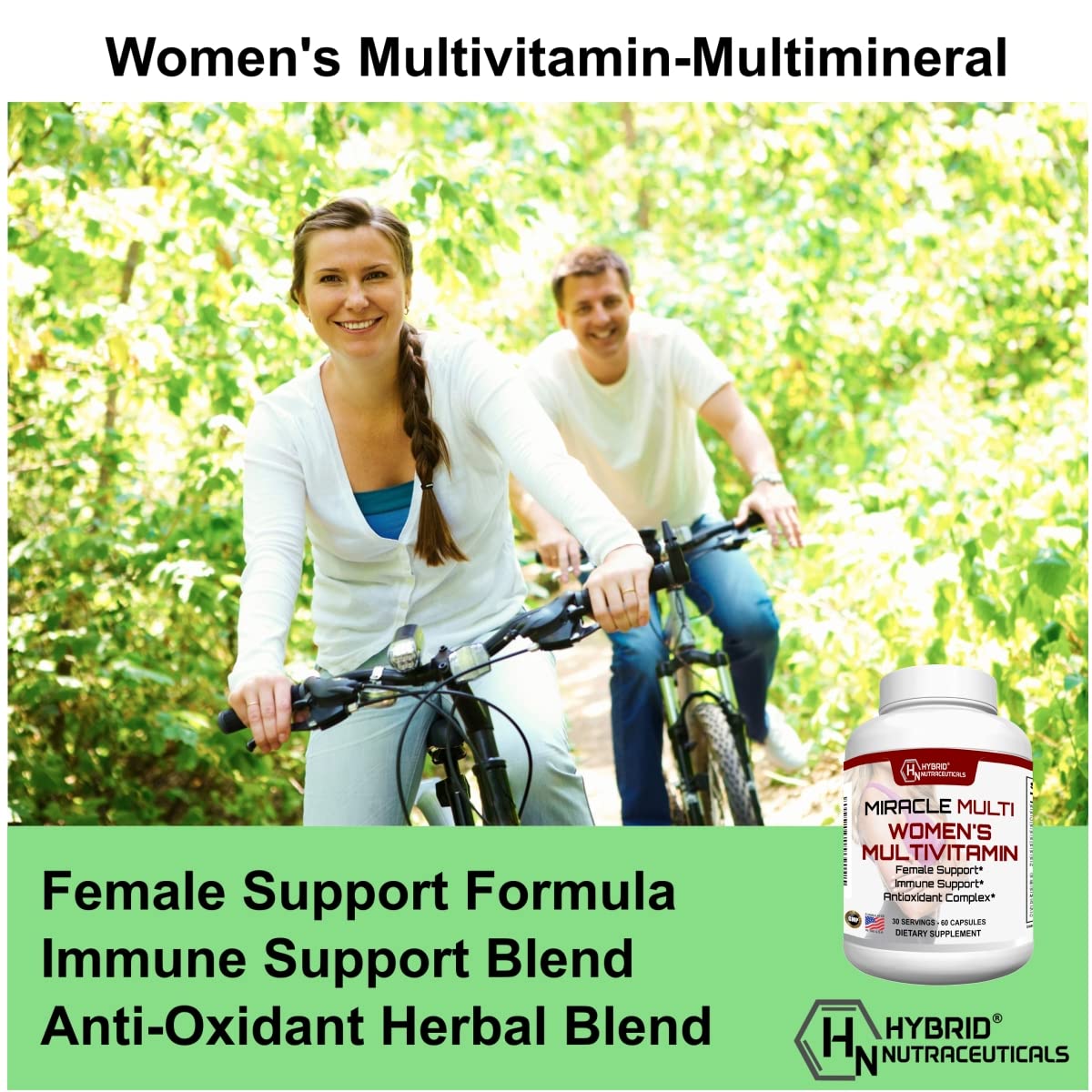MiracleMulti Multivitamin for Women - Female Support Formula, Immune Support, Minerals, Biotin, Antioxidants & Superfoods Blend – 60 Capsules Hybrid NutraceuticalsBuy Supplements Australia