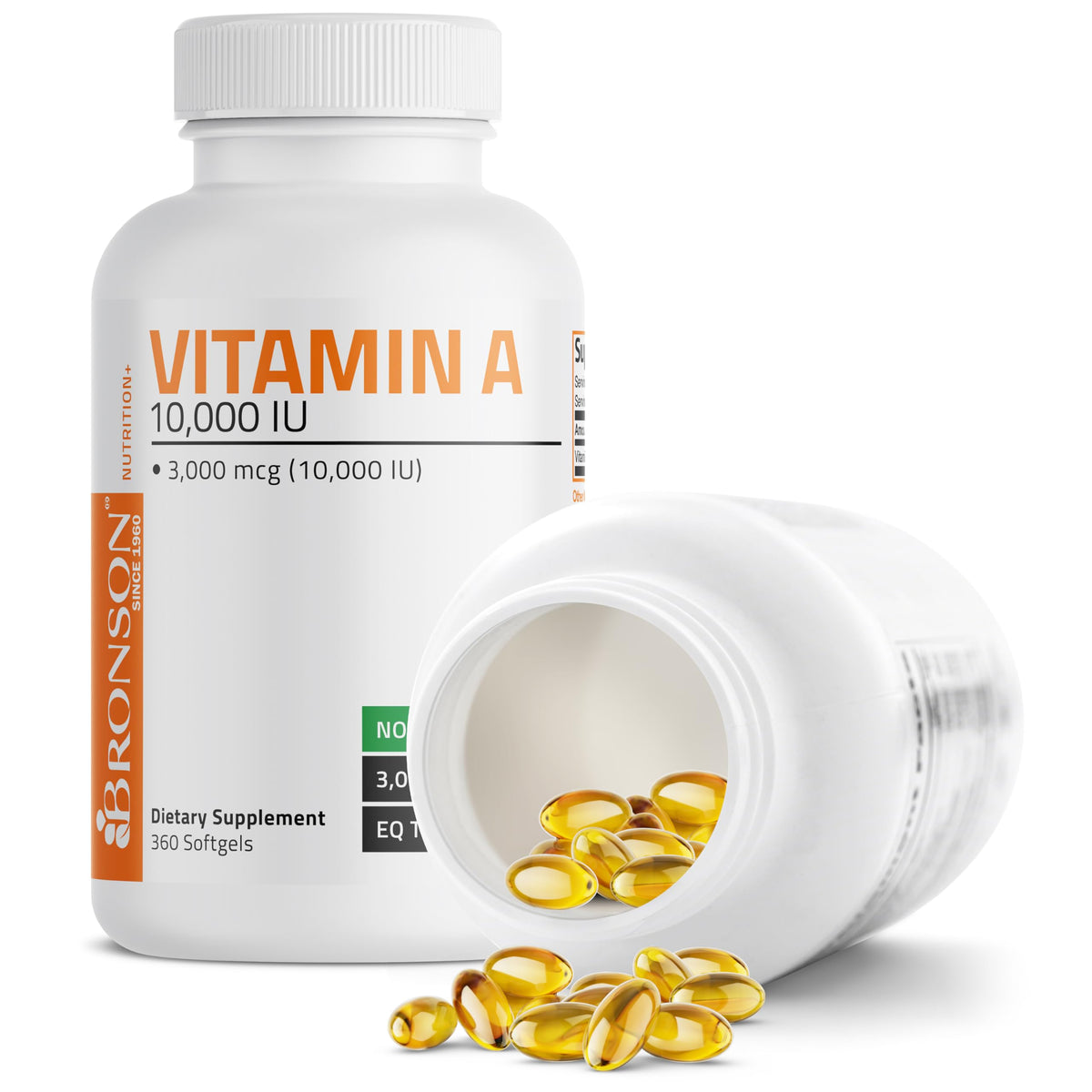 Bronson Vitamin A 10,000 IU Premium Non-GMO Formula Supports Healthy Vision & Immune System and Healthy Growth & Reproduction, 360 Softgels