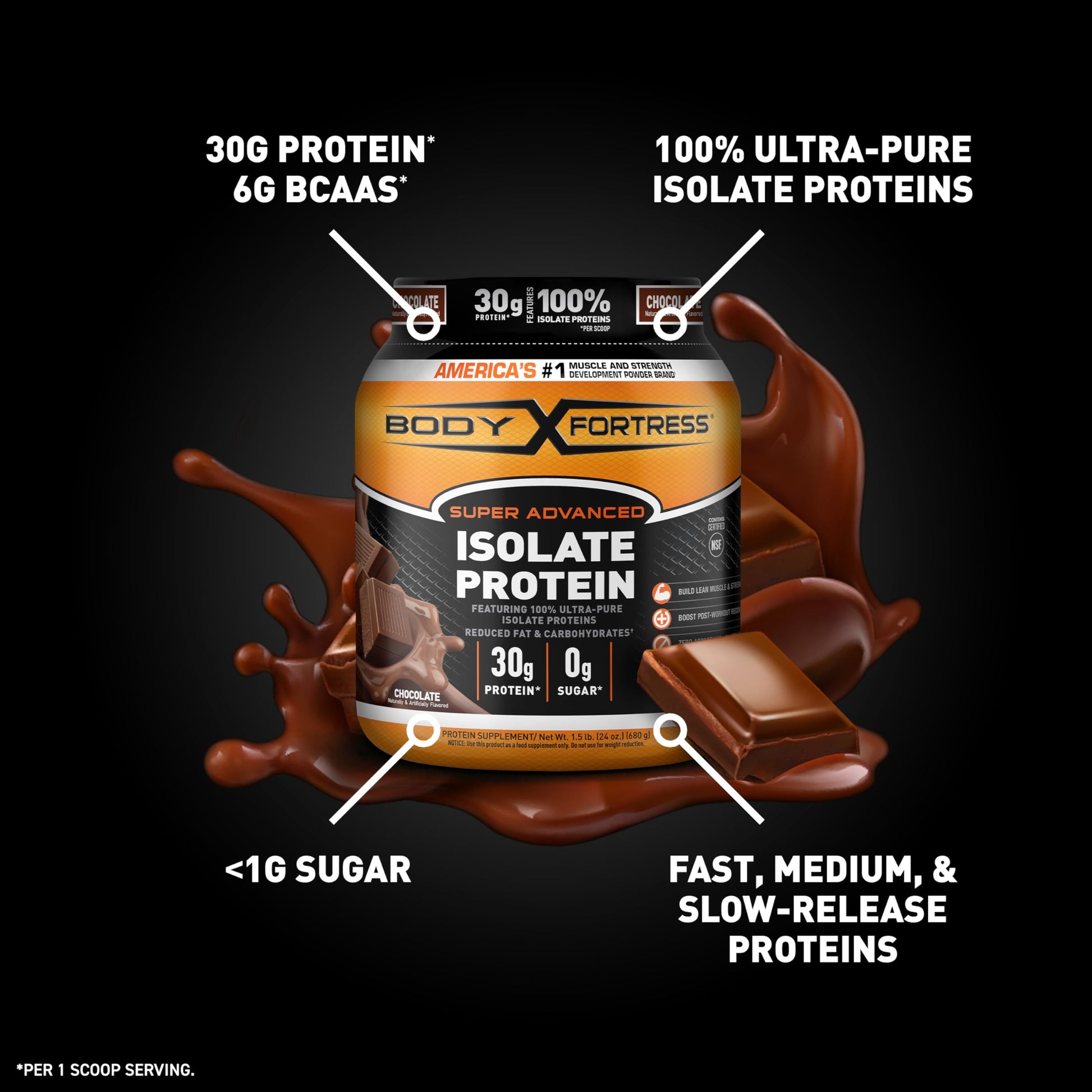 Body Fortress Super Advanced Isolate Protein, Chocolate Protein Powder Supplement Body FortressBuy Supplements Australia