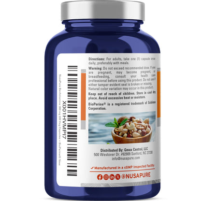 NusaPure Benfotiamine 300mg Per Veggie Caps 220 Count (Non-GMO, Vegan) Bioperine NusaPureBuy Supplements Australia